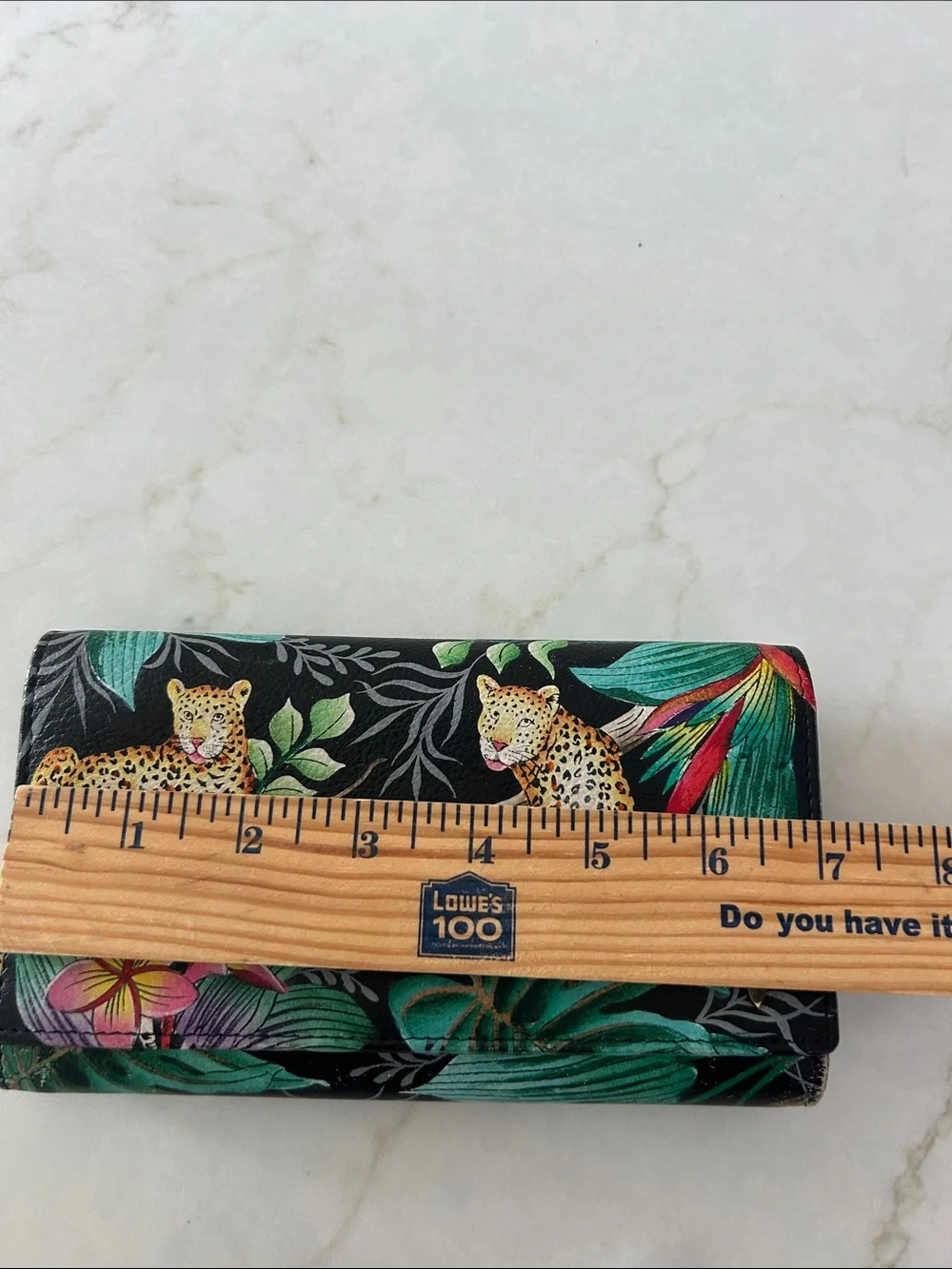 Anuschka Hand Painted Leather Trifold Wallet Jungle Queen Leopard - Excellent!